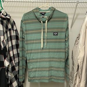 Billabong Green and Tan Striped Hoodie
